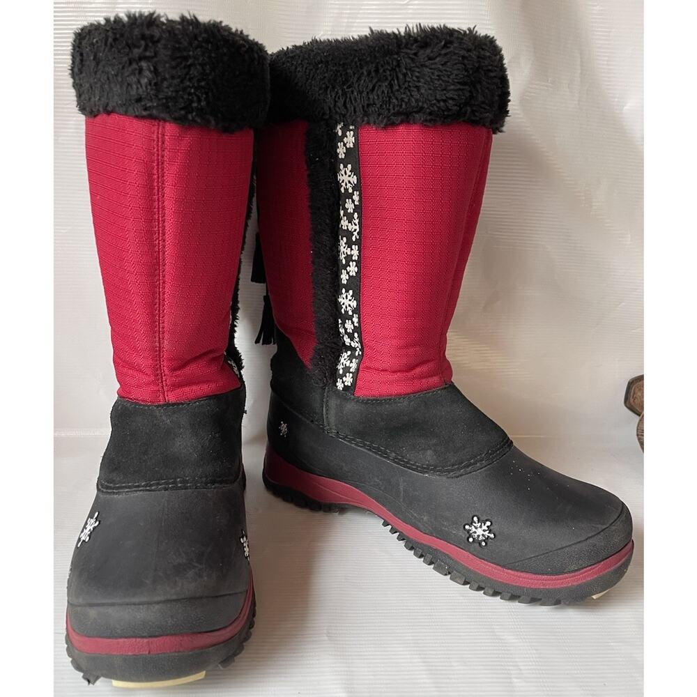 Baffin Adele Junior 6 Snow Boots Black Red Snowflake Youth